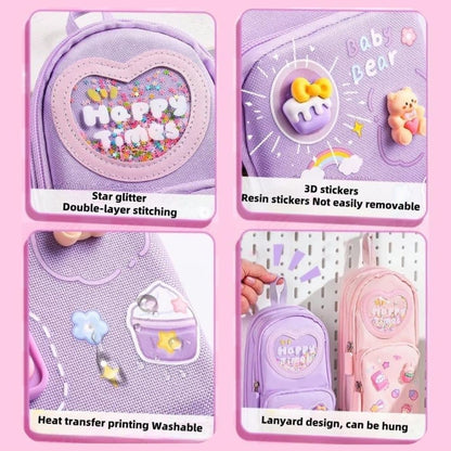 3 Compartments Multifunctional Pencil Case Large Capacity, Purple V1188-MS-325-1677