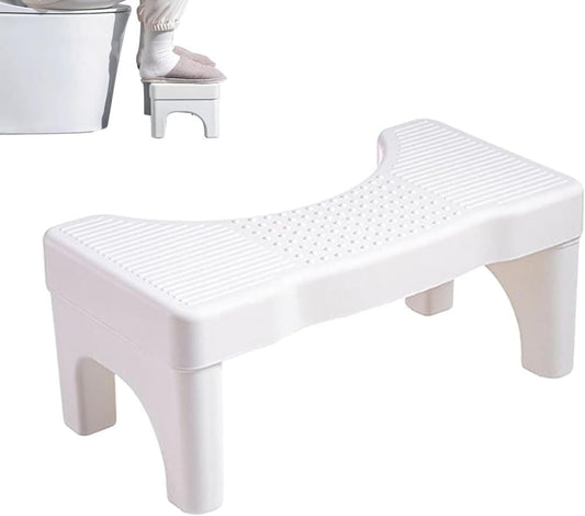 Non-Slip Toilet Stool, White, 40 x 21 cm, Wide Stomach Squatting Step for Bathroom V1188-MS-325-1683