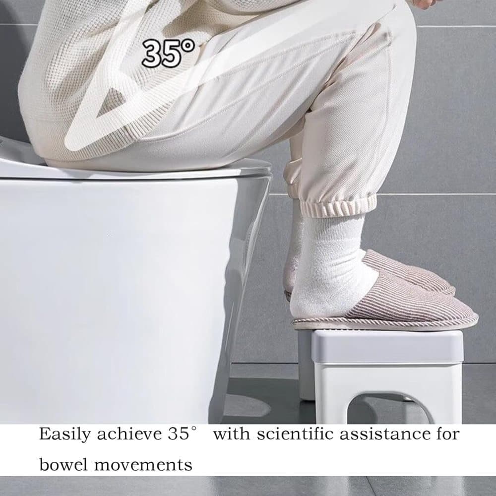 Non-Slip Toilet Stool, White, 40 x 21 cm, Wide Stomach Squatting Step for Bathroom V1188-MS-325-1683