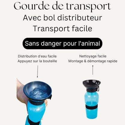 Portable Dog Water Bottle with Bowl 500ml, Blue, Compatible with Dogs V1188-MS-325-1687