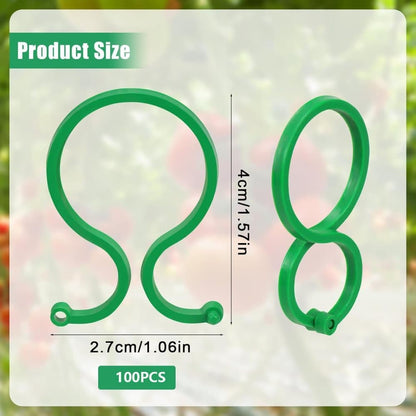 100 pcs Garden Plant Clips Plastic Ring for Vines Tomatoes Flowers, 1.2 inch V1188-MS-325-1690