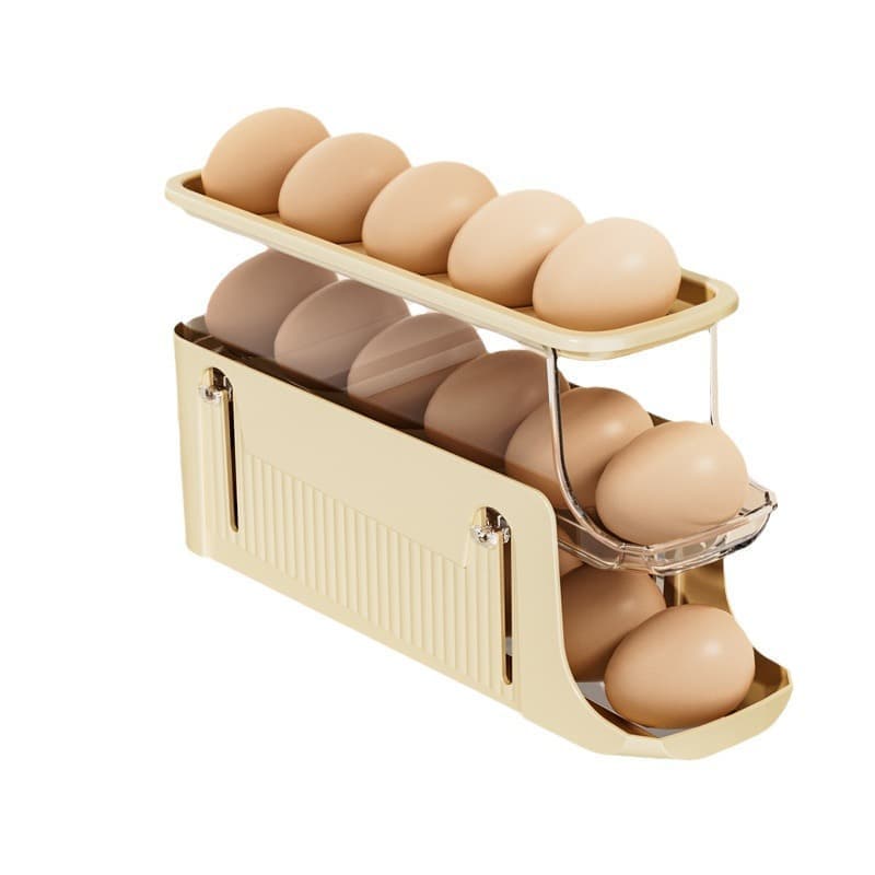 30 Eggs Egg Container 2-Pack, Foldable Automatic Rolling Egg Holder with Dispenser for Refrigerator, 2-3 V1188-MS-325-1692
