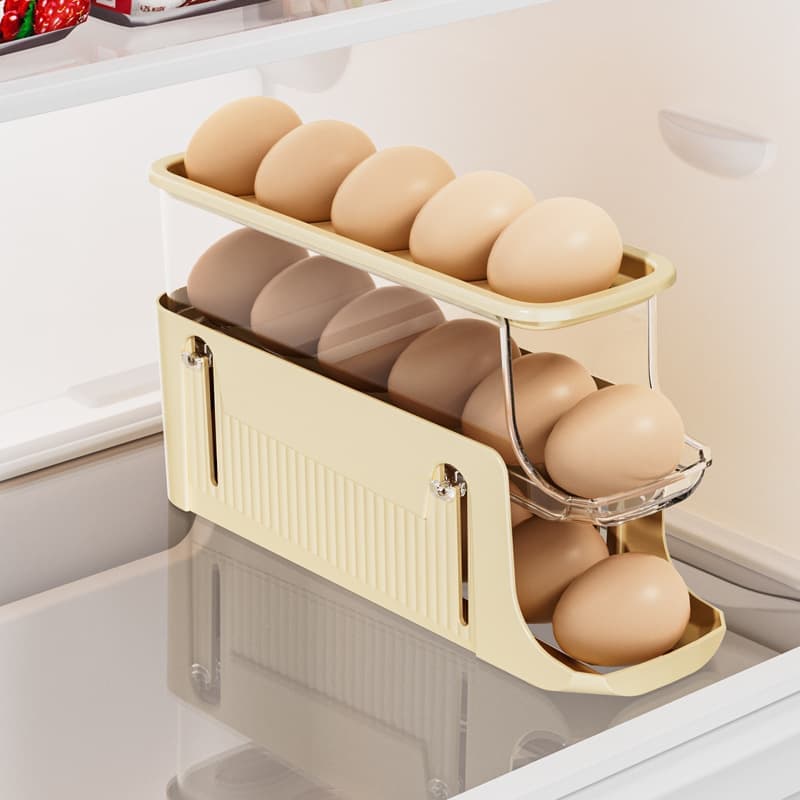 30 Eggs Egg Container 2-Pack, Foldable Automatic Rolling Egg Holder with Dispenser for Refrigerator, 2-3 V1188-MS-325-1692
