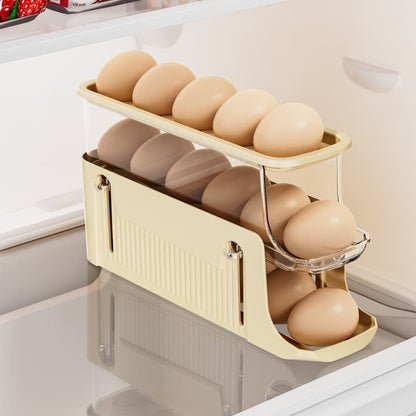 30 Eggs Egg Container 2-Pack, Foldable Automatic Rolling Egg Holder with Dispenser for Refrigerator, 2-3 V1188-MS-325-1692