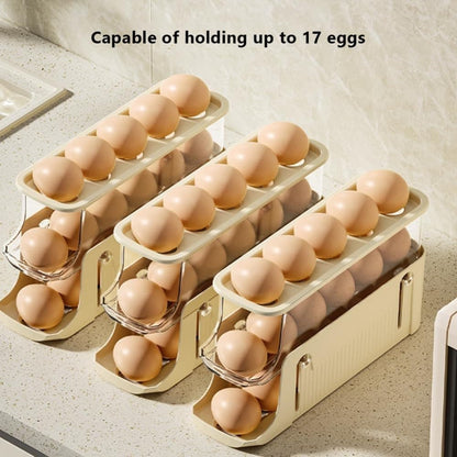 30 Eggs Egg Container 2-Pack, Foldable Automatic Rolling Egg Holder with Dispenser for Refrigerator, 2-3 V1188-MS-325-1692