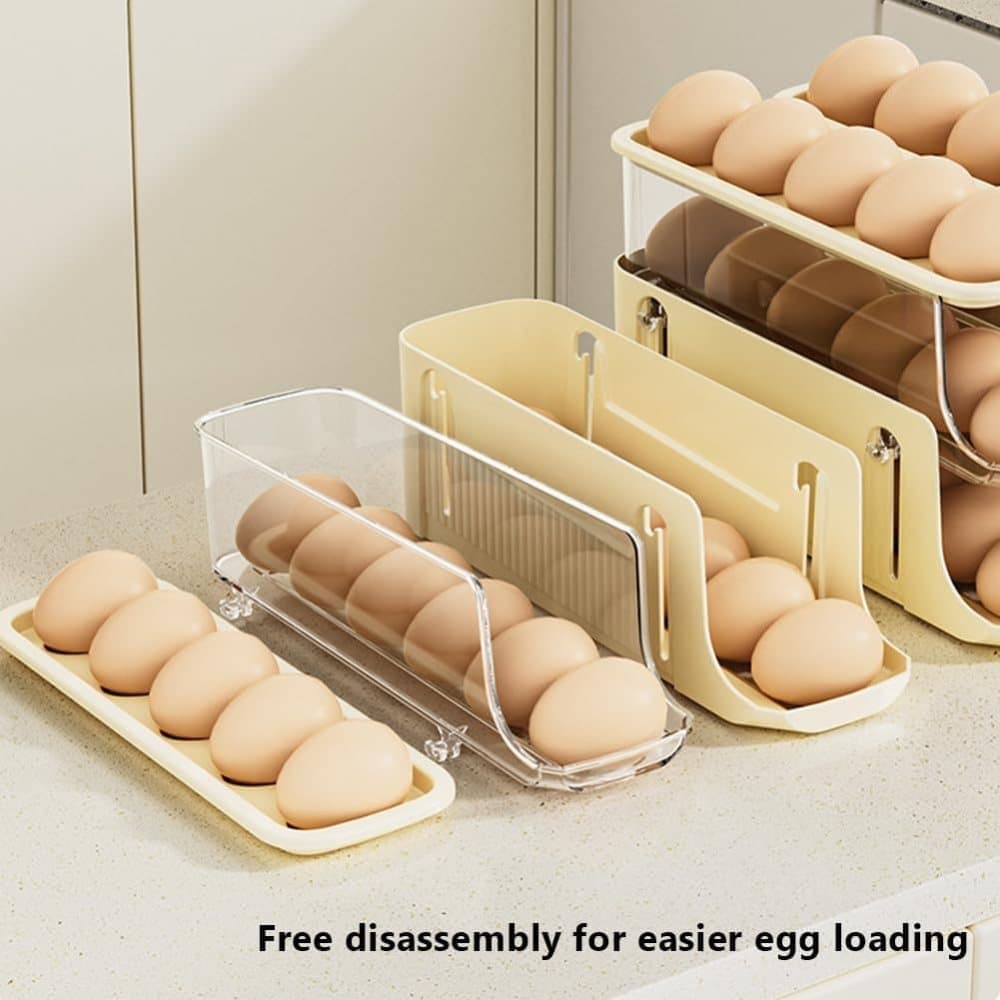 30 Eggs Egg Container 2-Pack, Foldable Automatic Rolling Egg Holder with Dispenser for Refrigerator, 2-3 V1188-MS-325-1692