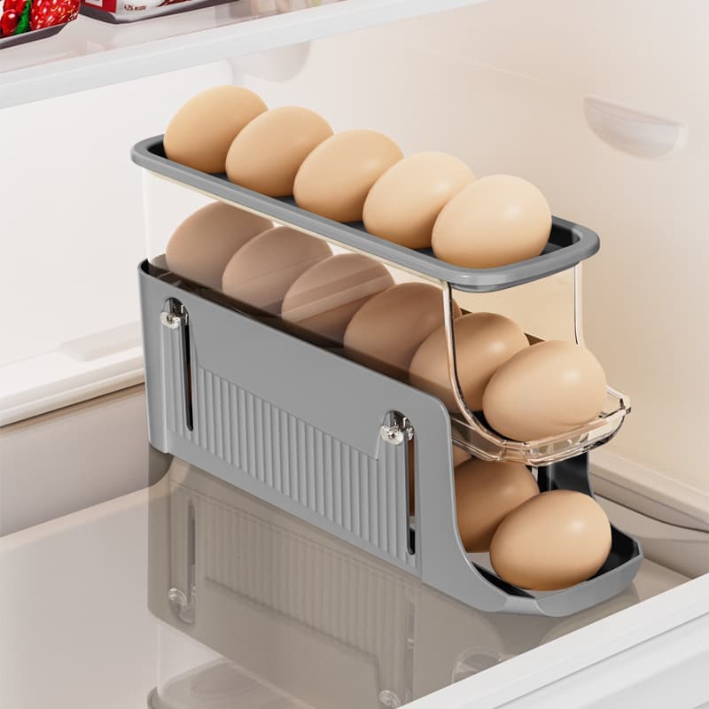 30 Eggs Egg Container 2-Pack, Automatic Rolling Foldable Egg Holder with Dispenser for Refrigerator, 2-3 V1188-MS-325-1693