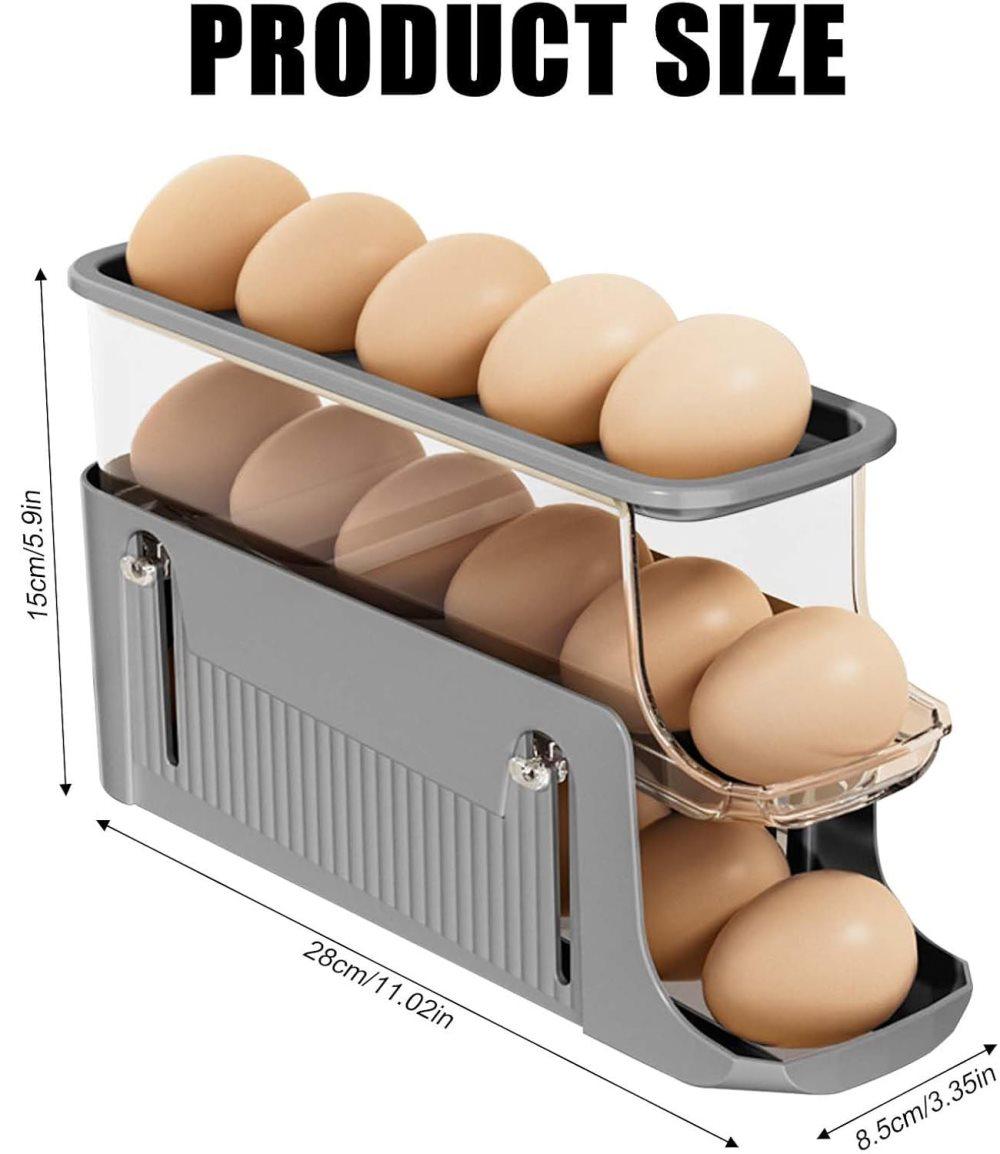 30 Eggs Egg Container 2-Pack, Automatic Rolling Foldable Egg Holder with Dispenser for Refrigerator, 2-3 V1188-MS-325-1693
