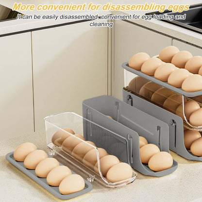 30 Eggs Egg Container 2-Pack, Automatic Rolling Foldable Egg Holder with Dispenser for Refrigerator, 2-3 V1188-MS-325-1693