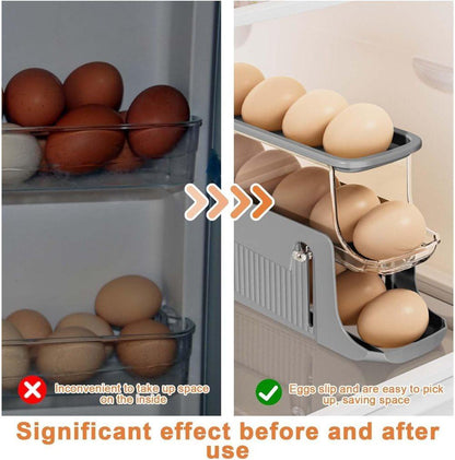 30 Eggs Egg Container 2-Pack, Automatic Rolling Foldable Egg Holder with Dispenser for Refrigerator, 2-3 V1188-MS-325-1693