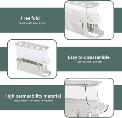 30 Eggs Egg Container 2-Pack, Automatic Rolling Foldable Egg Holder with Dispenser for Refrigerator, 2-3 V1188-MS-325-1693