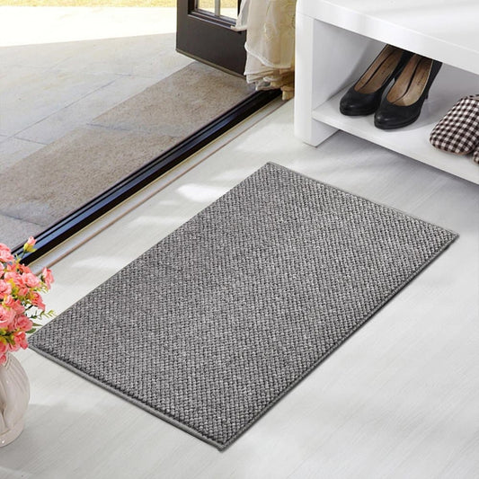 Non-Slip Jute-Like Doormat for Indoor Outdoor Use, Dust-Resistant Quick-Absorbing Welcome Mat, 60x90cm, Gray V1188-MS-325-1697