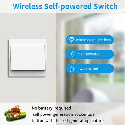 1 Wireless Switch Kit, Battery-Free Easy Installation Radio-Controlled Home Lighting Self-Sufficient, White, V1188-MS-325-1700