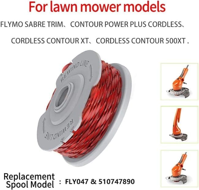 4 pcs Flymo Grass Trimmer Replacement Spool, 1.5mm Nylon Double Line with Auto Feed V1188-MS-325-1705