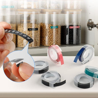 3 rolls of label tape, portable 3D label printer for home, easy to use, Blue V1188-MS-325-1708