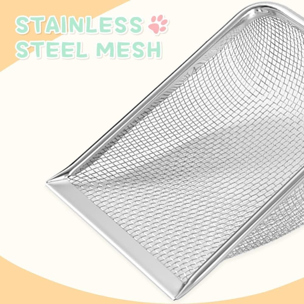 Stainless Steel Cat Litter Scoop, Durable and Easy to Clean with Mesh Design, Compatible with All Cat Litter V1188-MS-325-1732