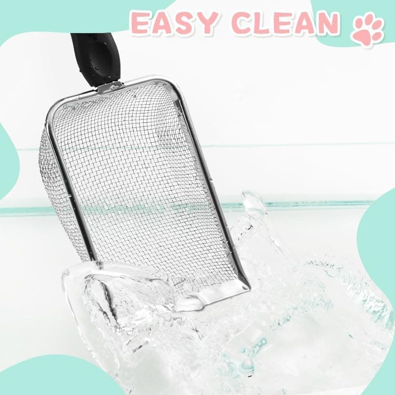 Stainless Steel Cat Litter Scoop, Durable and Easy to Clean with Mesh Design, Compatible with All Cat Litter V1188-MS-325-1732