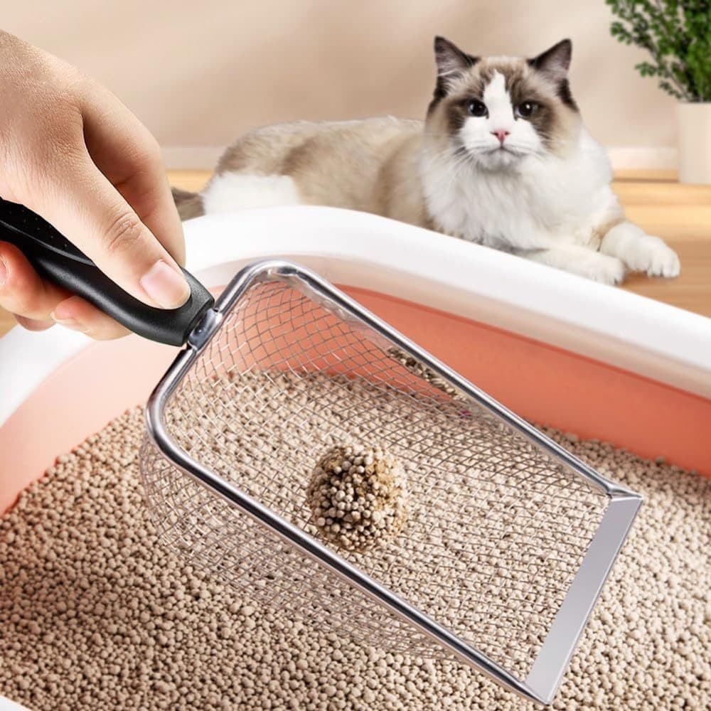 Stainless Steel Cat Litter Scoop with Mesh Design, Durable and Easy to Clean, 4.3MM V1188-MS-325-1734