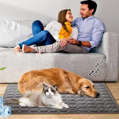 Cooling Mat for Dogs and Cats, 100x70cm, Dark Gray, Breathable, Compatible with All Breeds V1188-MS-325-1745