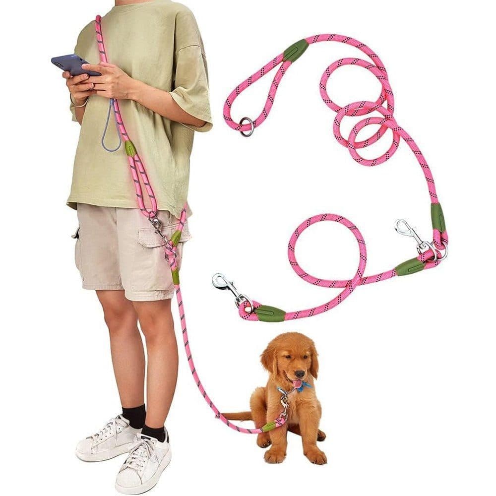 Reflective Hands-Free Dog Leash with Shoulder Strap for Jogging, Compatible with Small and Medium Dogs, Pink V1188-MS-325-1757
