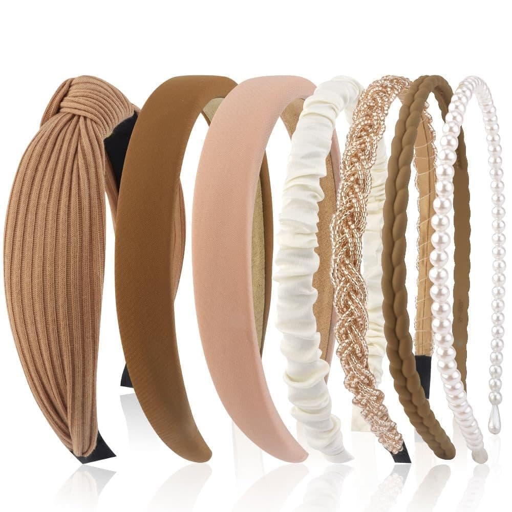 7-Pack Women's Hair Accessories, Elegant Pearl Headbands & Scrunchies V1188-MS-325-1763