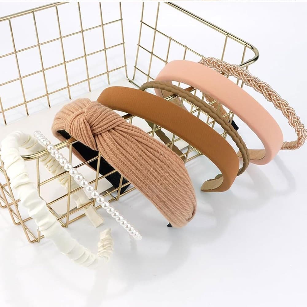 7-Pack Women's Hair Accessories, Elegant Pearl Headbands & Scrunchies V1188-MS-325-1763
