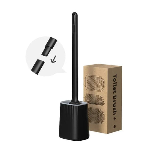 1 pcs Silicone Toilet Brush with Holder, Black, Standing or Wall Mounted, Deep Cleaning Brush for Bathroom V1188-MS-325-1764