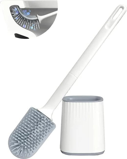 1 pcs Silicone Toilet Brush with Holder, White, Standing or Wall Mounted V1188-MS-325-1765