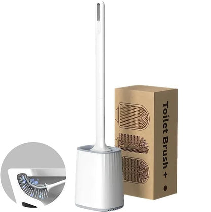 1 pcs Silicone Toilet Brush with Holder, White, Standing or Wall Mounted V1188-MS-325-1765