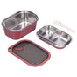 1200ml 2 Compartments Leak-Proof Stainless Steel Lunch Box with Spoon, 304 Stainless Steel, RED V1188-MS-325-1774