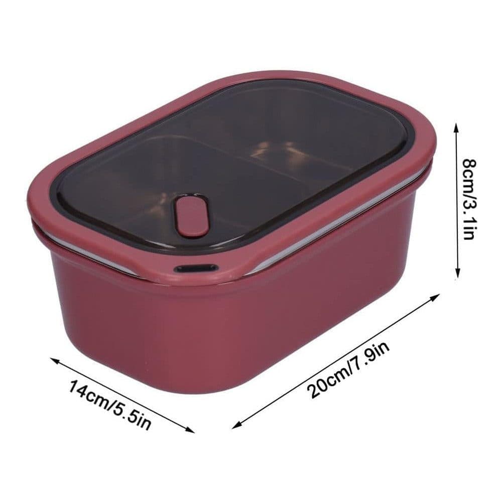 1200ml 2 Compartments Leak-Proof Stainless Steel Lunch Box with Spoon, 304 Stainless Steel, RED V1188-MS-325-1774