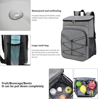 Insulated Backpack Cooler Bag Large Capacity Waterproof for Picnic Camping Lunch Grill, Gray V1188-MS-325-1781
