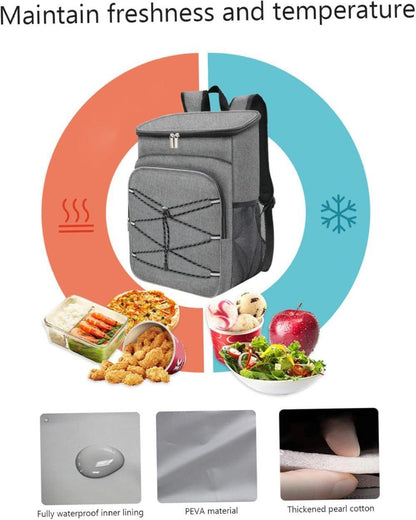 Insulated Backpack Cooler Bag Large Capacity Waterproof for Picnic Camping Lunch Grill, Gray V1188-MS-325-1781