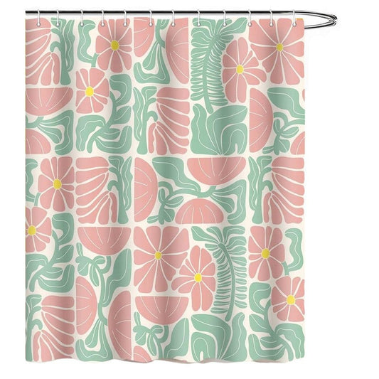 Bohemian Shower Curtain 180x180 cm, Multicolored Abstract Floral Pattern Retro Patchwork Geometric Plants V1188-MS-325-1786