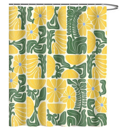 Bohemian Shower Curtain with 12 Hooks, Multicolored Abstract Floral Pattern Retro Patchwork Geometric Plants, V1188-MS-325-1787