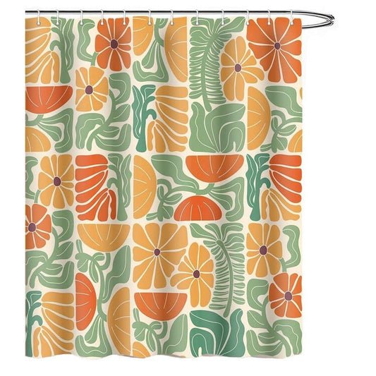 Bohemian Shower Curtain 180x180 cm, Multicolored Abstract Floral Pattern Retro Patchwork Geometric Plants V1188-MS-325-1788