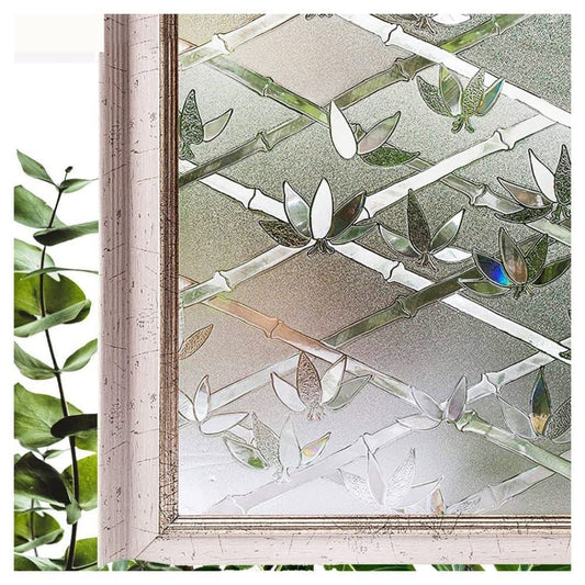 Stained Glass Effect 3D Plant Motif Window Film, Decorative Privacy Window Decal V1188-MS-325-1790