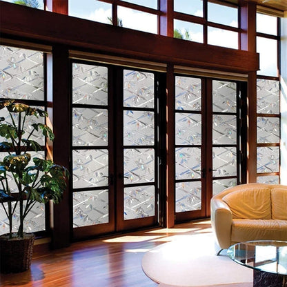 Stained Glass Effect 3D Plant Motif Window Film, Decorative Privacy Window Decal V1188-MS-325-1790