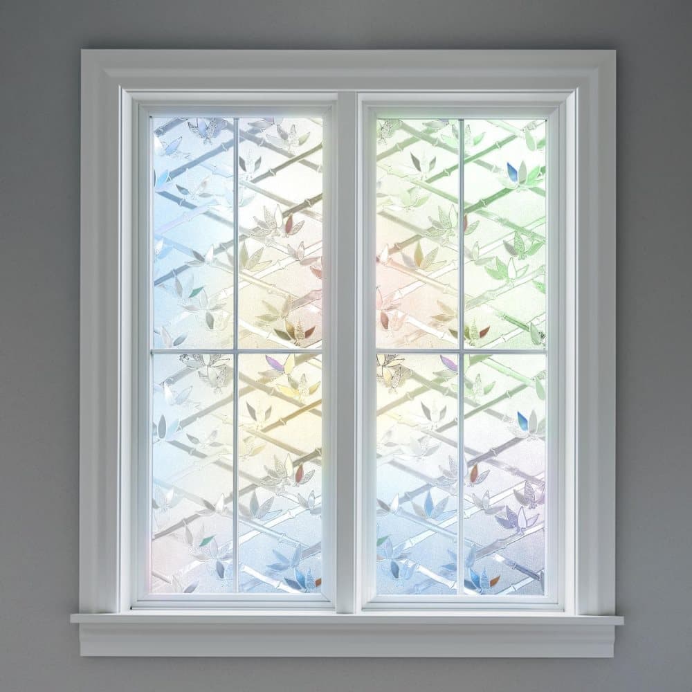 Stained Glass Effect 3D Plant Motif Window Film, Decorative Privacy Window Decal V1188-MS-325-1790