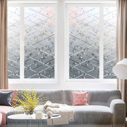 Stained Glass Effect 3D Plant Motif Window Film, Decorative Privacy Window Decal V1188-MS-325-1790