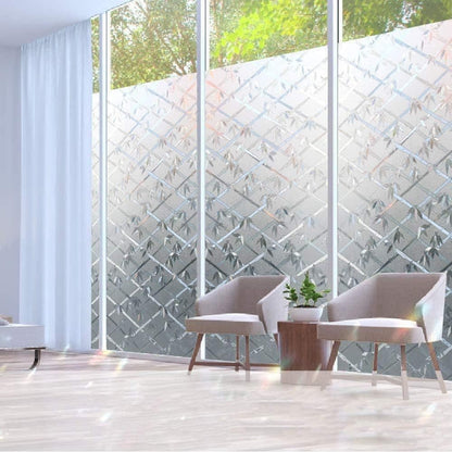 Stained Glass Effect 3D Plant Motif Window Film, Decorative Privacy Window Decal V1188-MS-325-1790