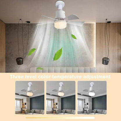 52 Inch LED Ceiling Fan with Remote Control, 3 Speeds and 3 Light Colors, E27 Bulb Compatible, White V1188-MS-325-1791