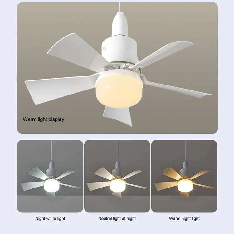 52 Inch LED Ceiling Fan with Remote Control, 3 Speeds and 3 Light Colors, E27 Bulb Compatible, White V1188-MS-325-1791