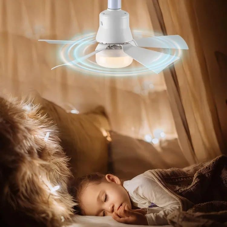 52 Inch LED Ceiling Fan with Remote Control, 3 Speeds and 3 Light Colors, E27 Bulb Compatible, White V1188-MS-325-1791