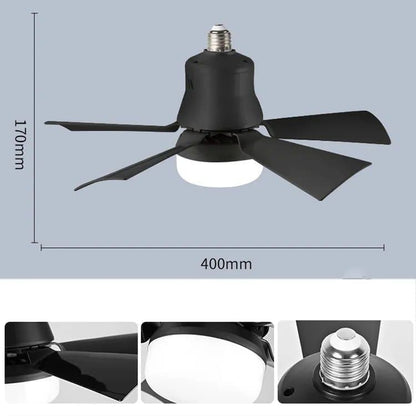 52 Inch Ceiling Fan with Remote Control, 3 Speeds, LED E27, 3 Light Colors, Black V1188-MS-325-1792