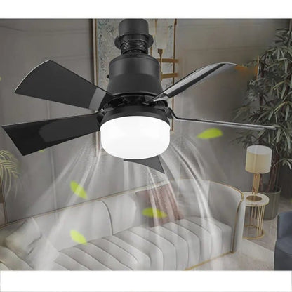 52 Inch Ceiling Fan with Remote Control, 3 Speeds, LED E27, 3 Light Colors, Black V1188-MS-325-1792
