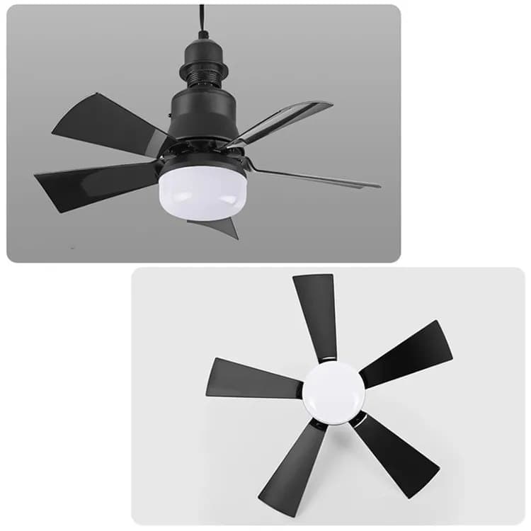 52 Inch Ceiling Fan with Remote Control, 3 Speeds, LED E27, 3 Light Colors, Black V1188-MS-325-1792