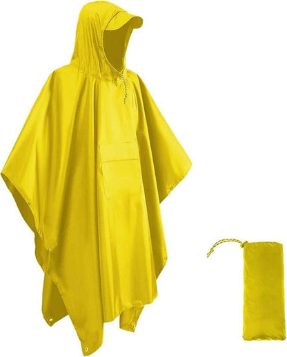 3-in-1 Waterproof Rain Jacket Poncho with Hood, Breathable Outdoor Raincoat, Yellow V1188-MS-325-1794