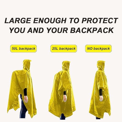3-in-1 Waterproof Rain Jacket Poncho with Hood, Breathable Outdoor Raincoat, Yellow V1188-MS-325-1794