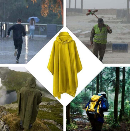 3-in-1 Waterproof Rain Jacket Poncho with Hood, Breathable Outdoor Raincoat, Yellow V1188-MS-325-1794